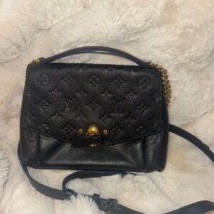Louis Vuitton Black Embossed Leather Satchel